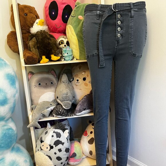 American Eagle Women’s Light Blue Button Fly High Rise Skinny Jeggings 4 X-Long - Picture 1 of 5